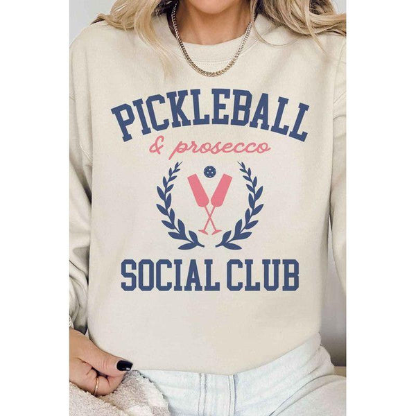 The Pickleball & Prosecco Sweatshirt In Sand, Pink, White Or Gray