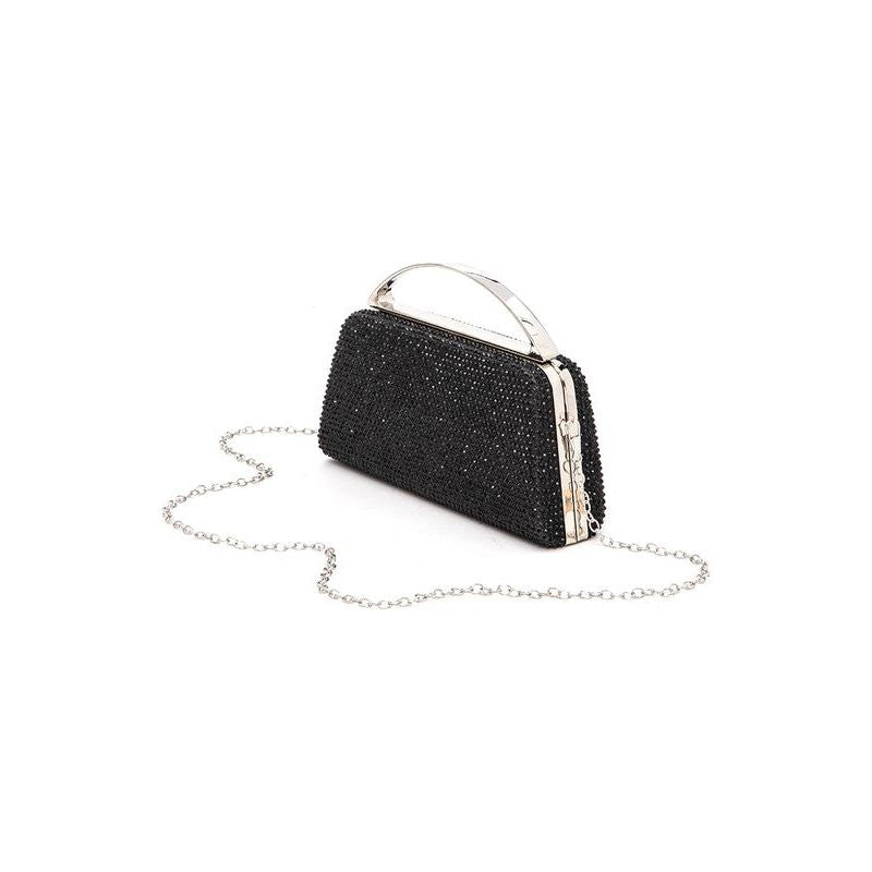 The Top Handle Rhinestone Box Clutch In Black, Gold, Or Silver