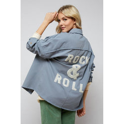 The Rock & Roll Light Wash Sequin Button Down Jacket