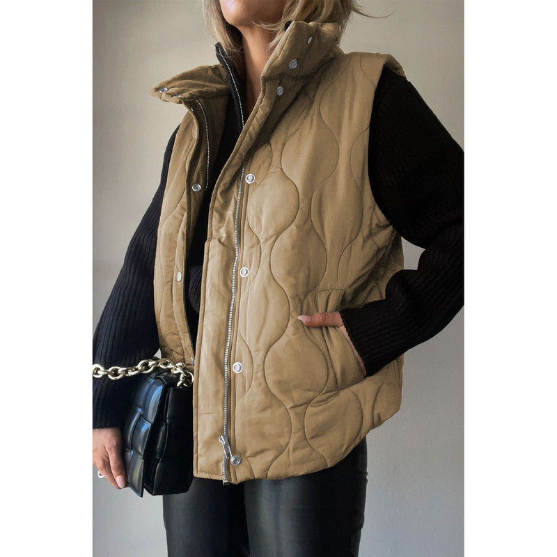 The Replay Quilted Collared Neck Vest with Pockets in Several Colors