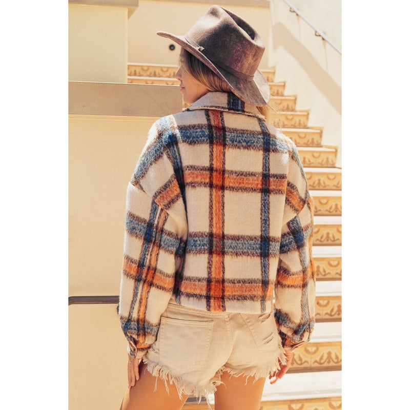 The Ojai Brushed Plaid Crop Jacket with Pockets