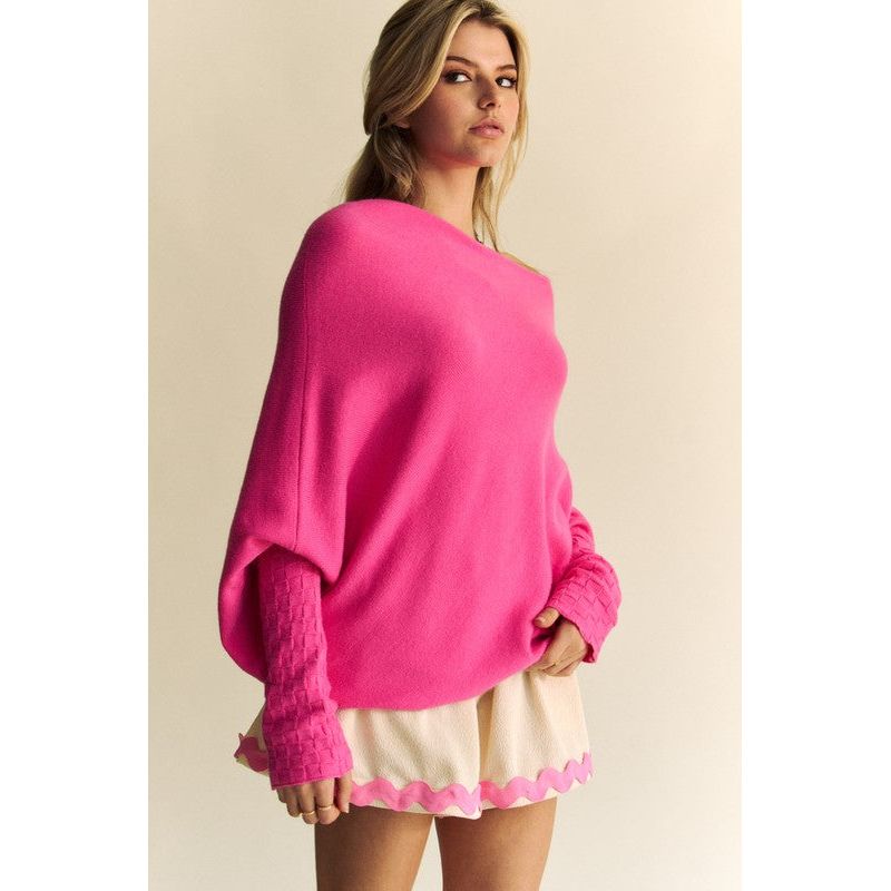 The Batwing Sleeve Hot Pink Sweater