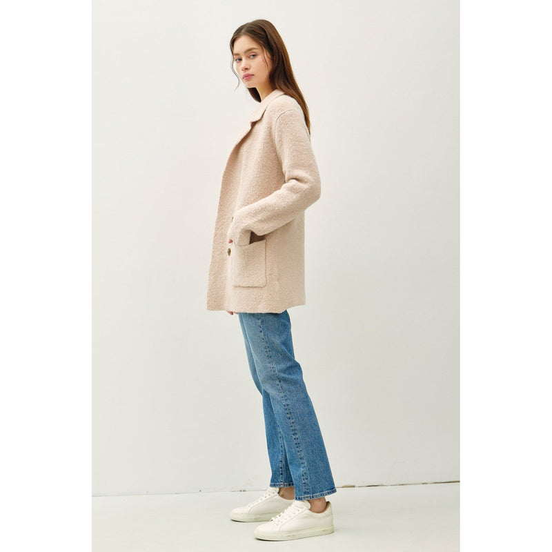 The Conway Beige Textured Knit Coatigan