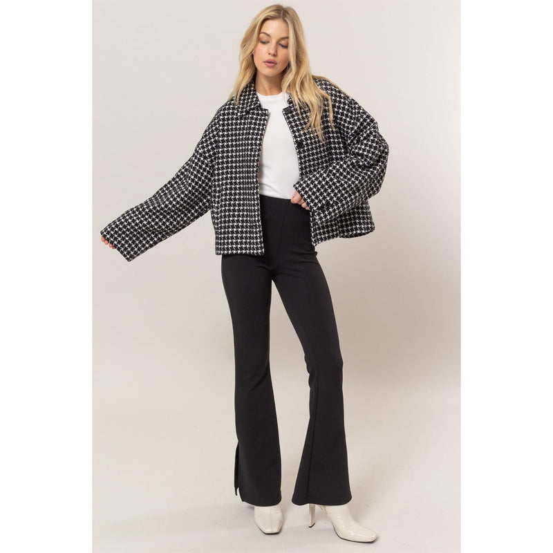 The Jill Black/White Houndstooth Oversized Shacket