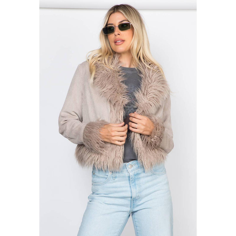 The Palermo Taupe Fur Trim Jacket