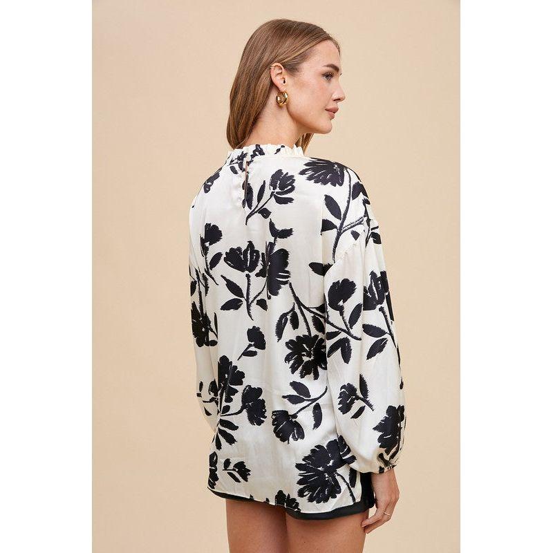 The Bloom Black/White Floral Blouse