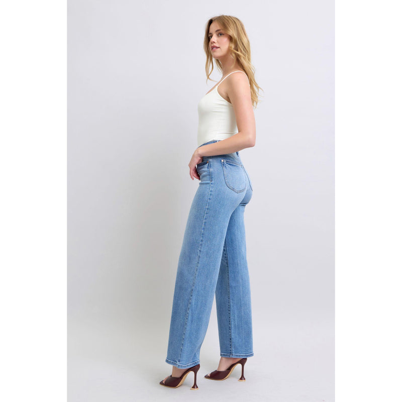 The Travis Medium Wash Wide Leg Stretch Jeans