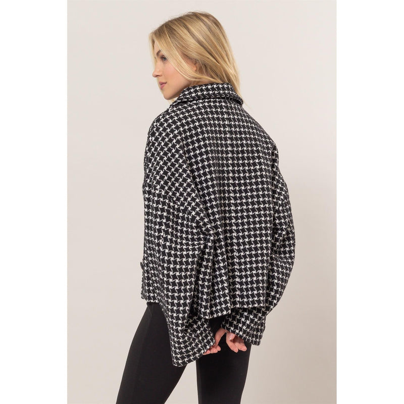 The Jill Black/White Houndstooth Oversized Shacket