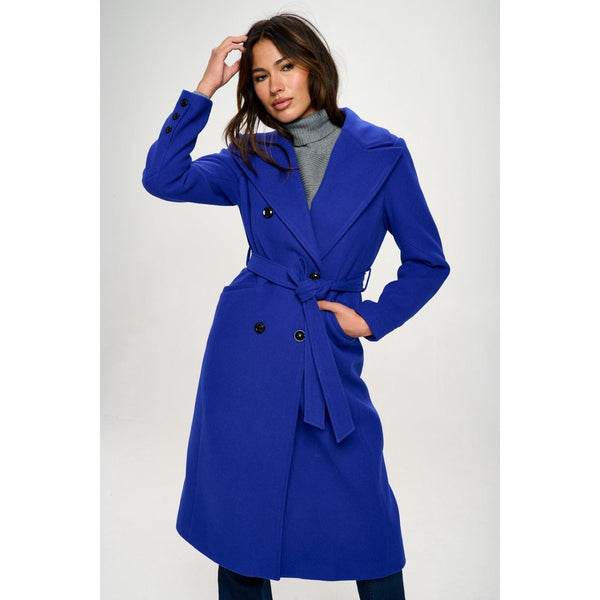 The Joliet Royal Blue Double-Breasted Coat with Belt