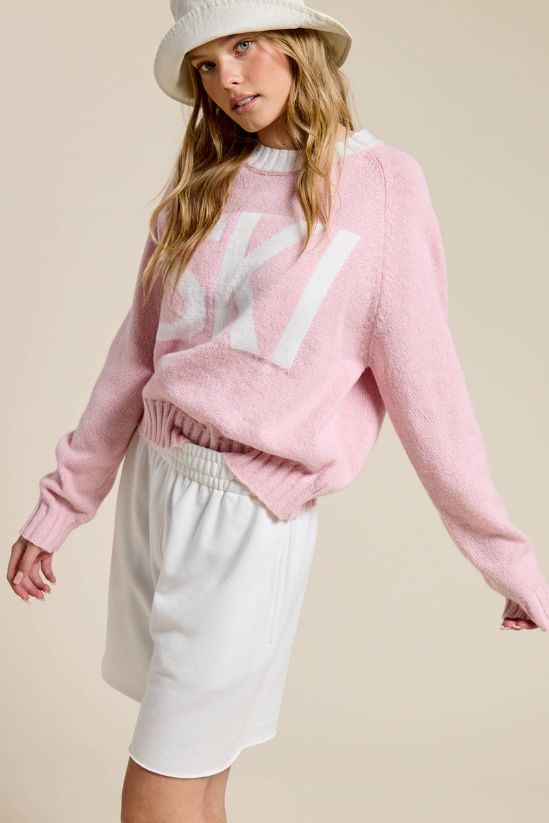 The Ski Pink Knit Graphic Sweater