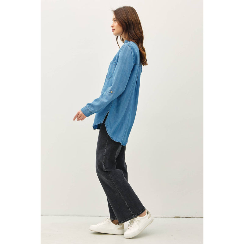 The Cody Medium Wash Oversized Tencel Shirt