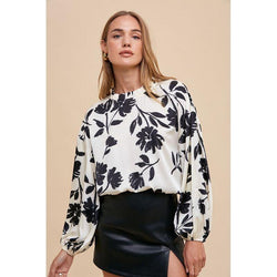 The Bloom Black/White Floral Blouse