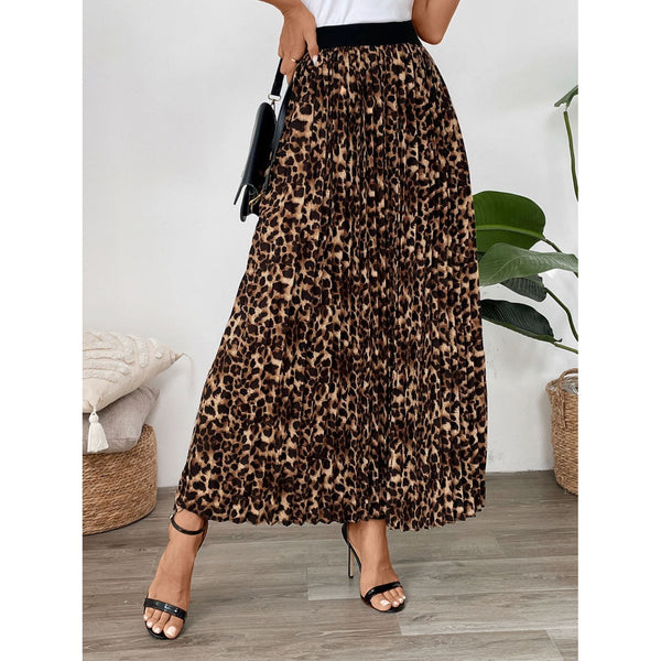 The Pleated Leopard Maxi Skirt