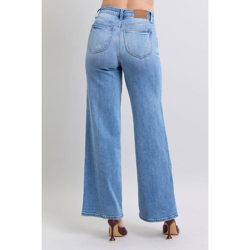 The Travis Medium Wash Wide Leg Stretch Jeans