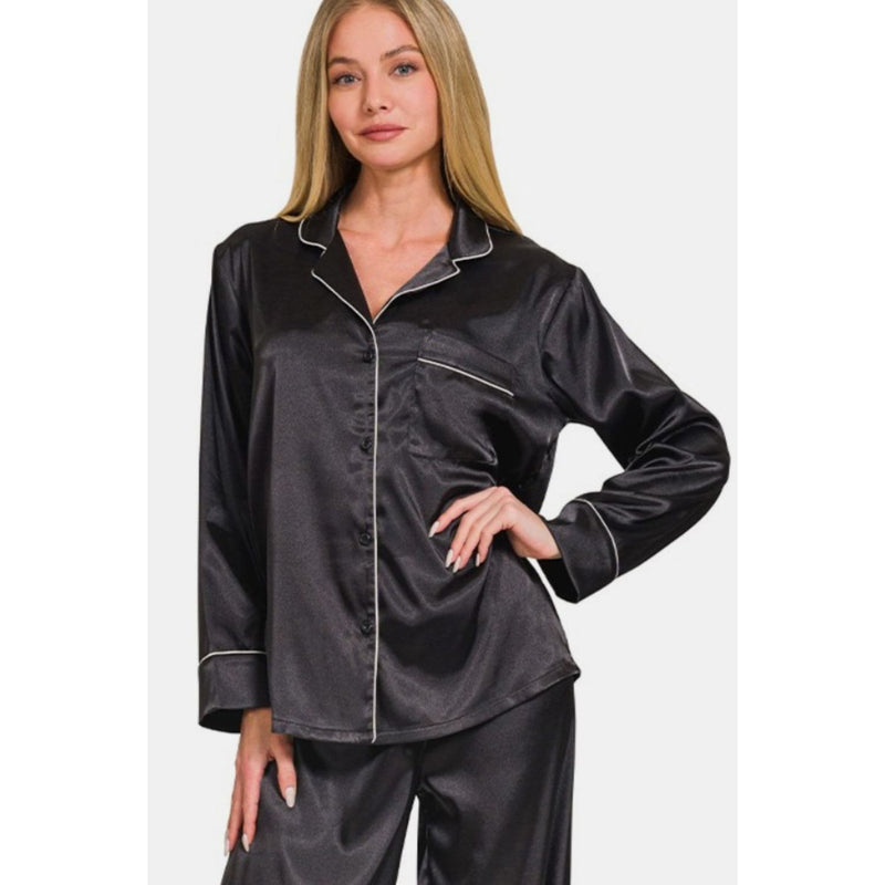 The Satin Pajama Set In Black