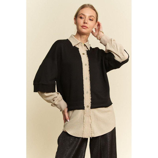 The Marni Black Layered French Terry Contrast Top