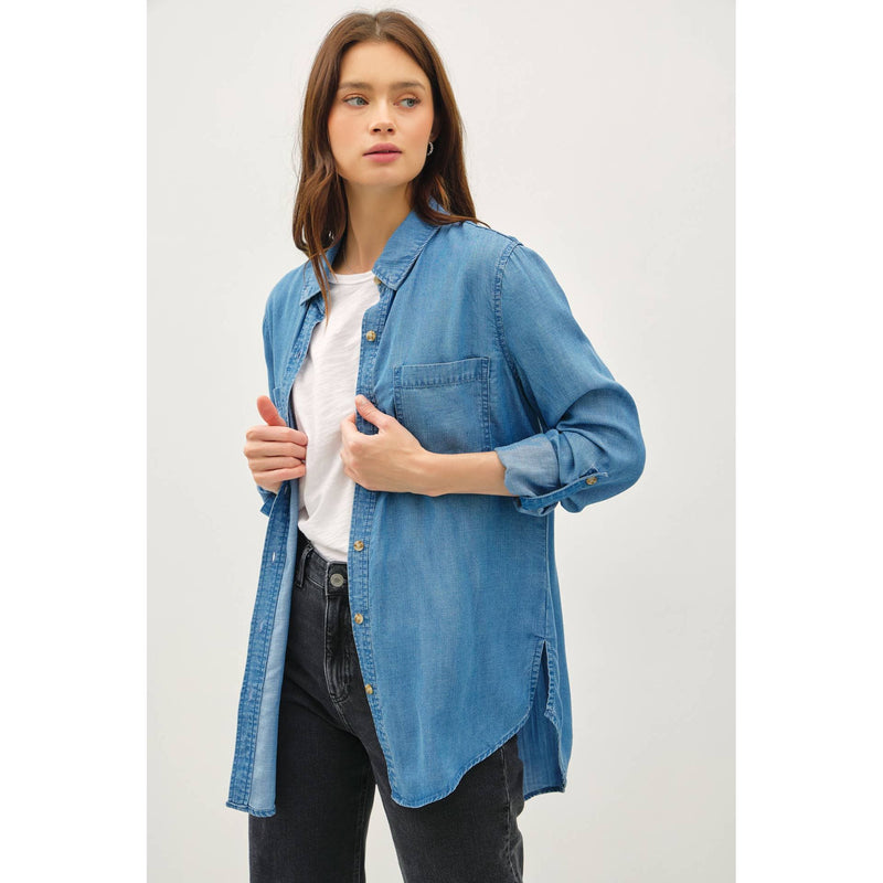 The Cody Medium Wash Oversized Tencel Shirt