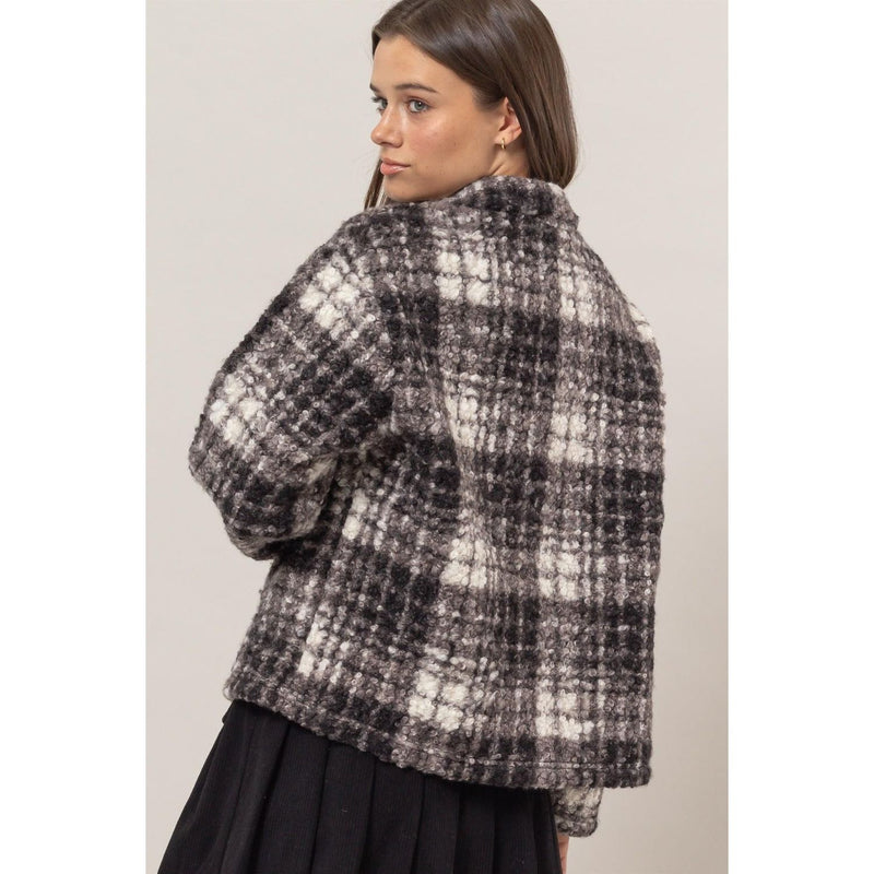 The Hayride Black Plaid Cozy Jacket with Pockets