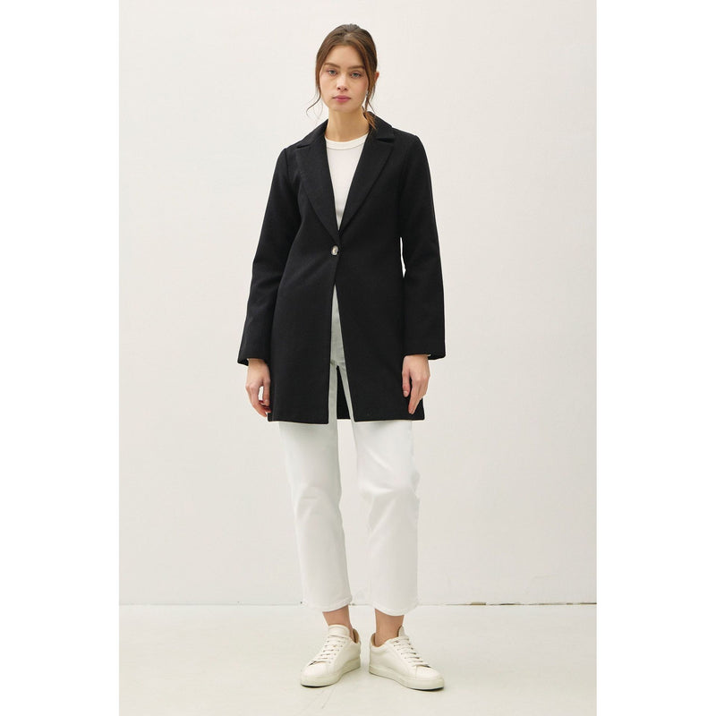 The Slate Black Single Button Coat with Pockets