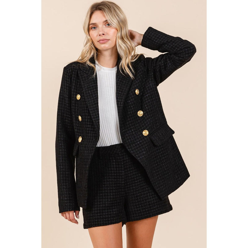 The Olivier Black Tweed Double-Breasted Blazer