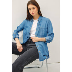 The Cody Medium Wash Oversized Tencel Shirt