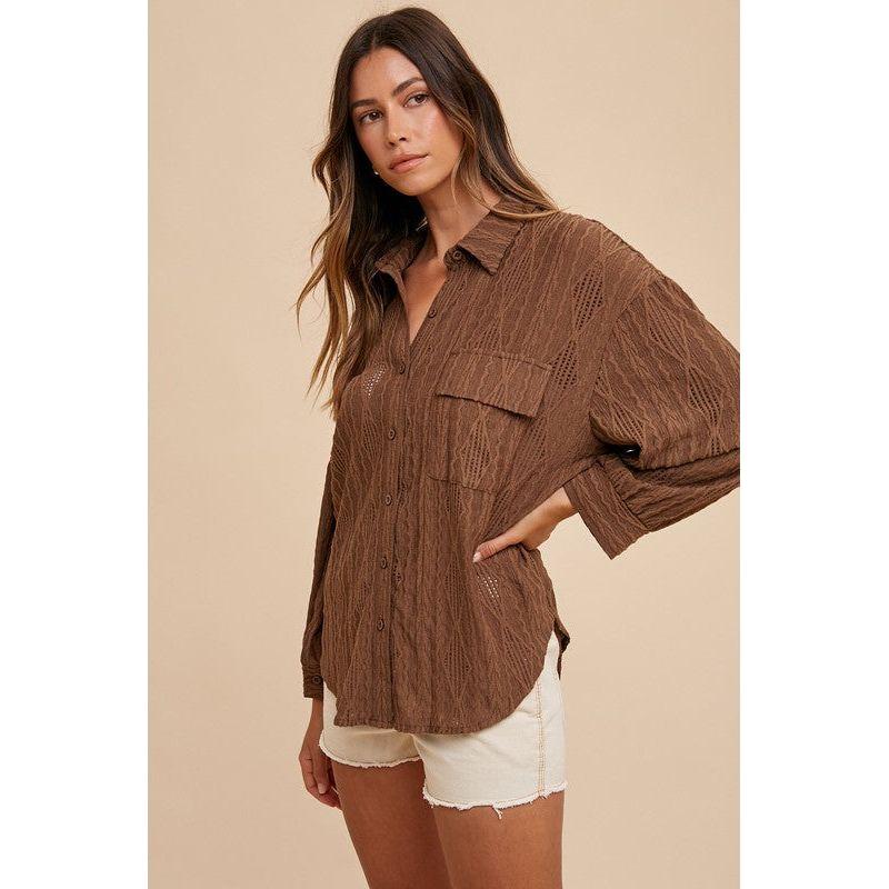 The Openwork Brown Button Down Shirt