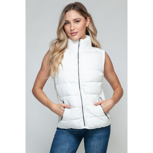 The Summit White Zip Up Turtleneck Vest with Pockets