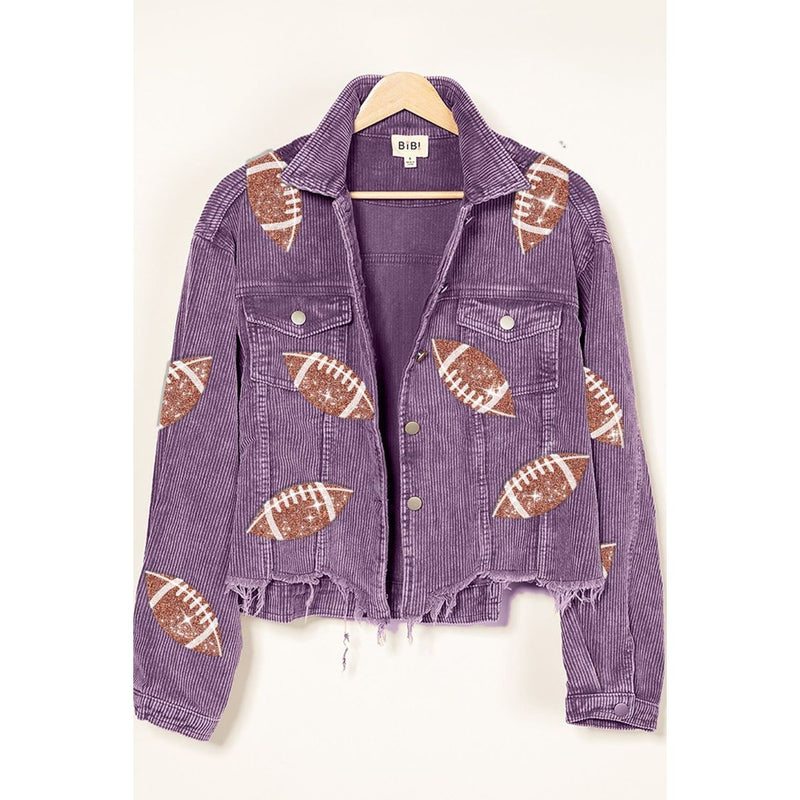 The Football Purple Sequin Embroidered Corduroy Jacket