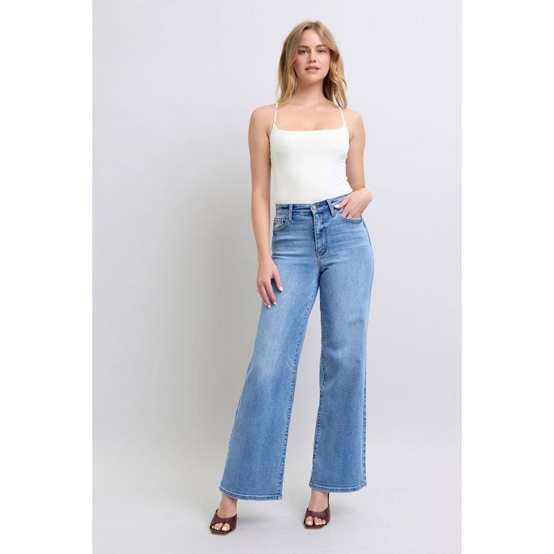 The Travis Medium Wash Wide Leg Stretch Jeans