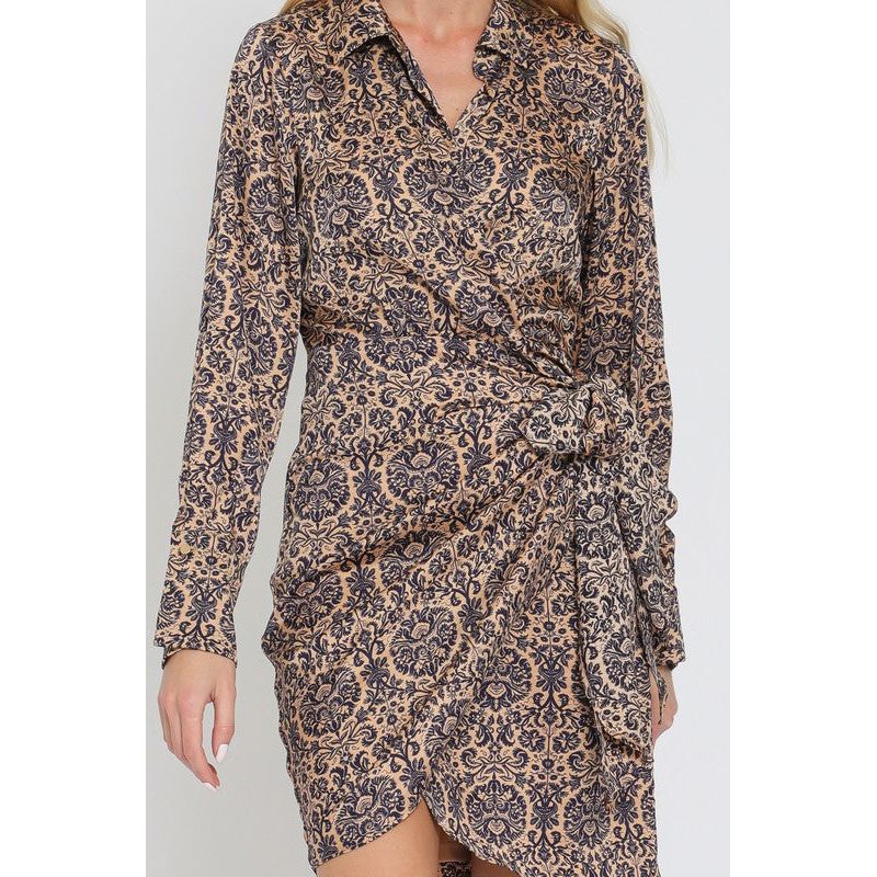 The Bess Navy/Nude Print Classic Wrap Dress