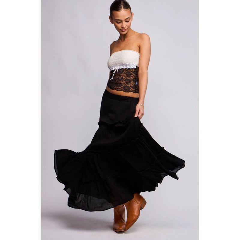 The Becca Black Tiered Maxi Skirt