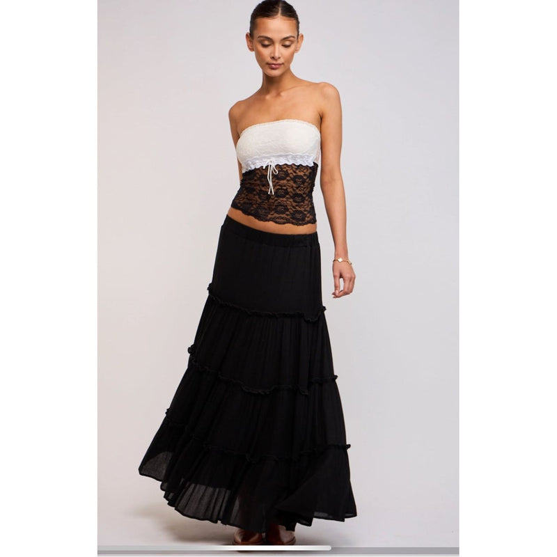 The Becca Black Tiered Maxi Skirt