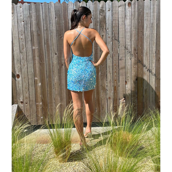 The Maine Light Blue Sequin Mini Dress