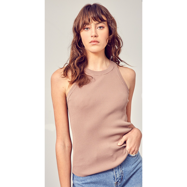 The Giselle Mocha Classic Ribbed Tank Top