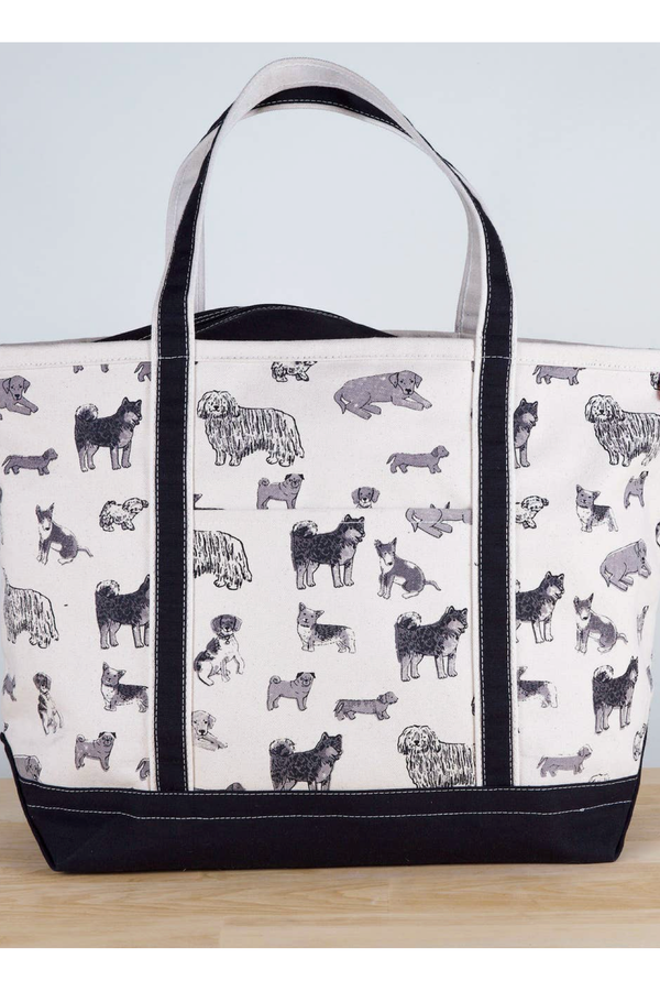 The Shaq Dog Print Large Canvas Tote Bag