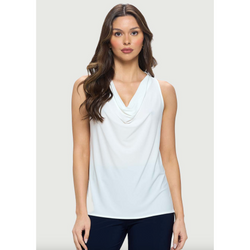 The Melanie White Racerback Cowl Neck Tank Top