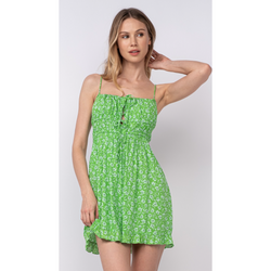 The Color Me Happy Green Floral Cami Babydoll Mini Dress