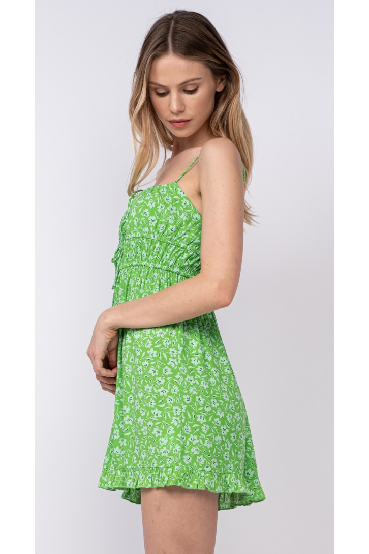 The Color Me Happy Green Floral Cami Babydoll Mini Dress Cason Couture The Color Me Happy Green Floral Cami Babydoll Mini Dress Cason Couture