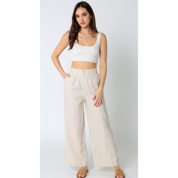 The Easy Day Beige Wide Leg Pants