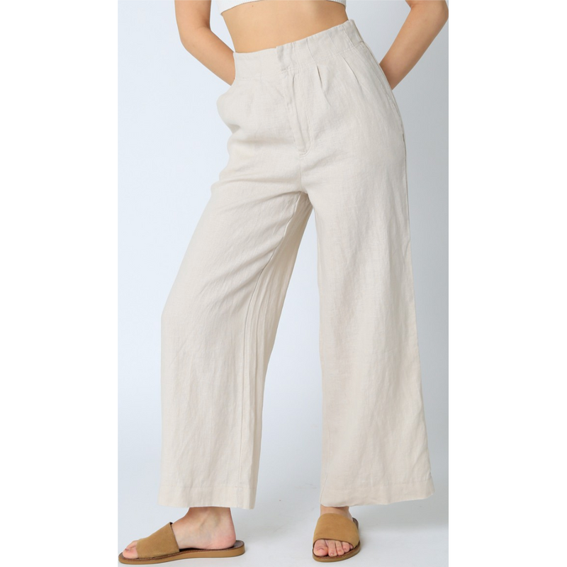 The Easy Day Beige Wide Leg Pants
