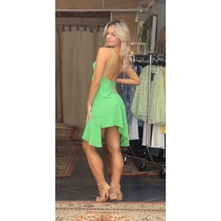 The Rio Green Chiffon Mini Dress