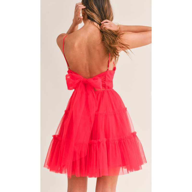 The Martha Red Tulle Mini Dress