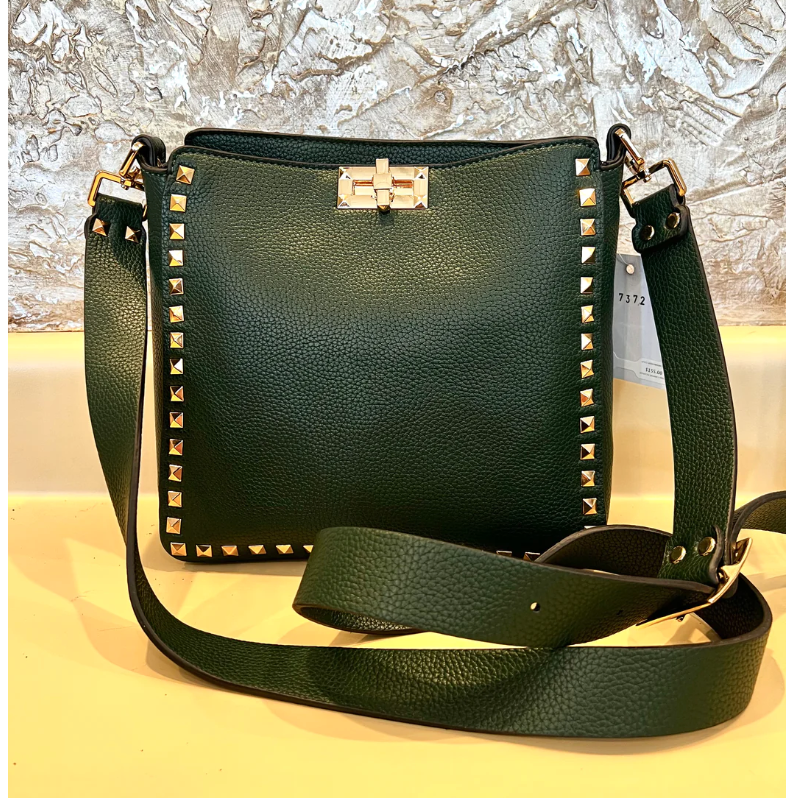 The Rockstud Black Vegan Leather Crossbody Handbag