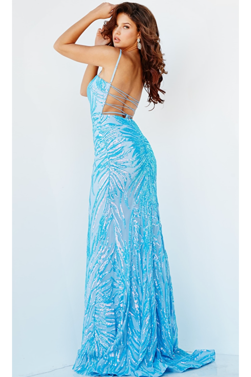 The Jovani Iridescent Blue Sequin Embellished Gown Cason Couture The Jovani Iridescent Blue Sequin Embellished Gown Cason Couture
