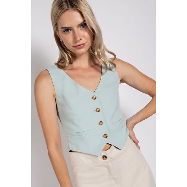 Pre-Order The Darcy Mint Cropped Fitted Vest