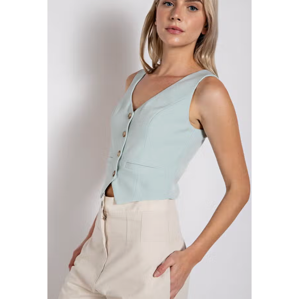 Pre-Order The Darcy Mint Cropped Fitted Vest
