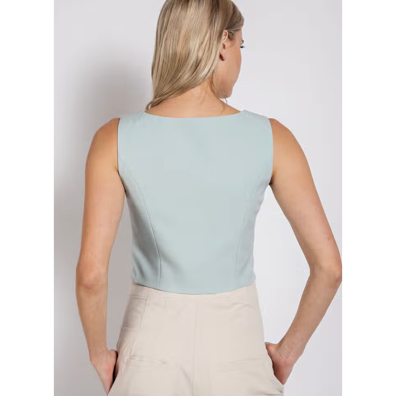 The Darcy Mint Cropped Fitted Vest