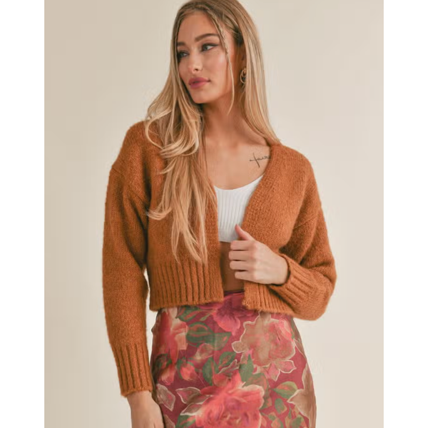 The Bailey Camel Cable Knit Cropped Cardigan Sweater – Cason Couture