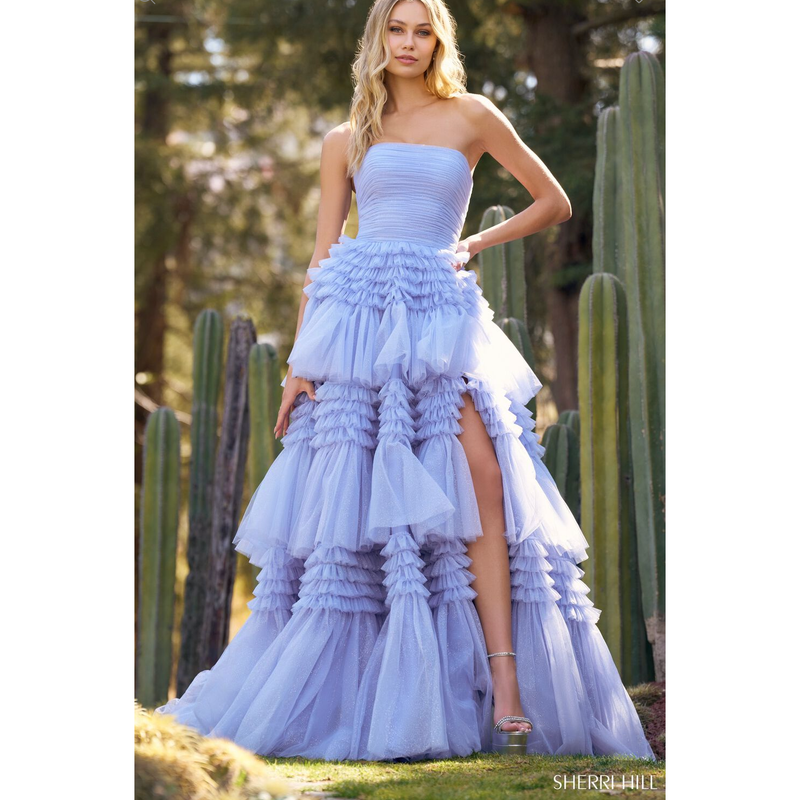 The Sherri Hill Periwinkle Strapless Tulle Gown