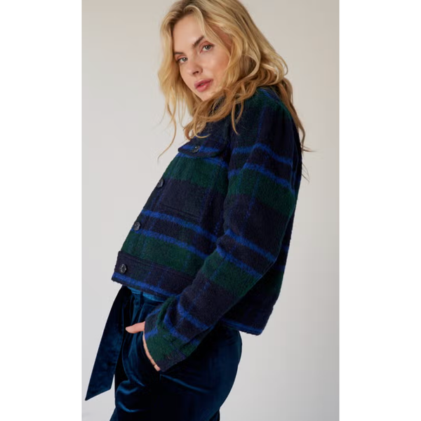 The Tyler Navy Plaid Cropped Jacket
